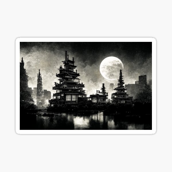 Item preview, Dystopian cityscape - black and white designed and sold by Lyxy.