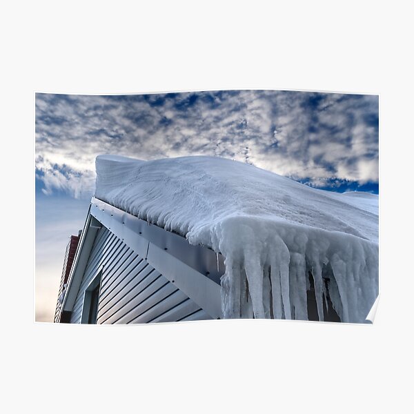 Snow covered roof at Mt Hotham Poster