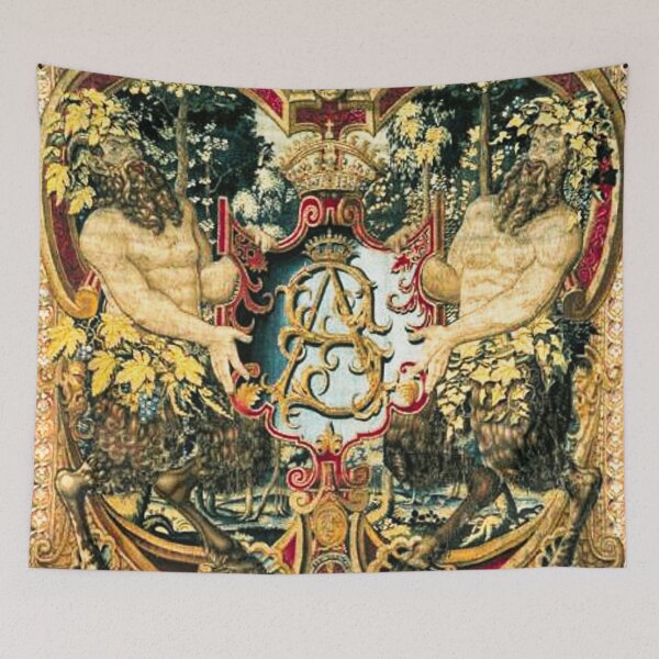 Item preview, Tapestry with monogram "SA" of King Sigismund II Augustus of Poland/Lithuania, Brussels, c. 1555. Part of famous Jagiellonian tapestries, also known as the Wawel Tapestries or Wawel Arrases. designed and sold by IlluminatedPage.