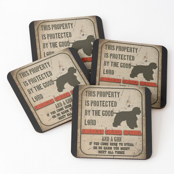 Item preview, American cocker spaniel Silhouette Vintage Humorous Guard Dog Warning Sign designed and sold by Cuddlythopia.