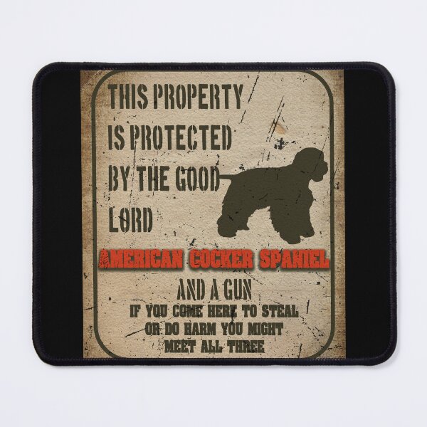 Item preview, American cocker spaniel Silhouette Vintage Humorous Guard Dog Warning Sign designed and sold by Cuddlythopia.