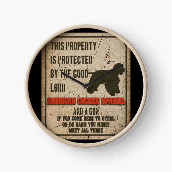 Item preview, American cocker spaniel Silhouette Vintage Humorous Guard Dog Warning Sign designed and sold by Cuddlythopia.