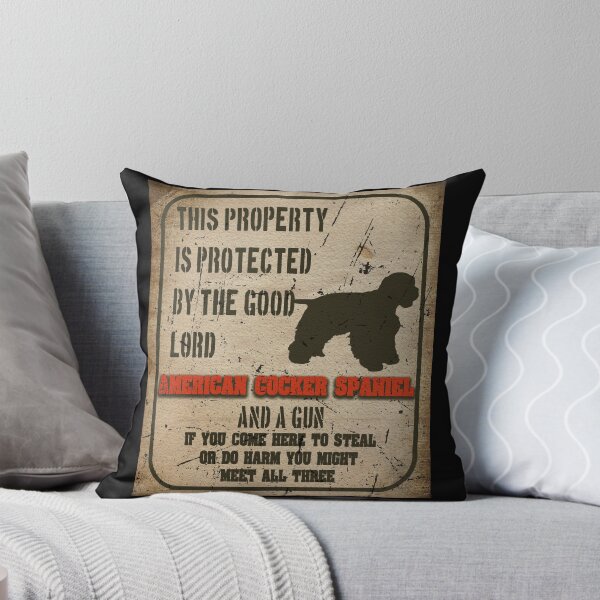 Item preview, American cocker spaniel Silhouette Vintage Humorous Guard Dog Warning Sign designed and sold by Cuddlythopia.