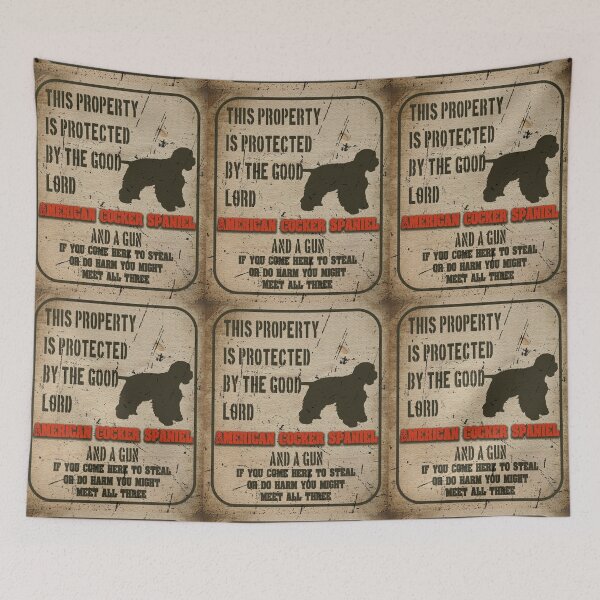 Item preview, American cocker spaniel Silhouette Vintage Humorous Guard Dog Warning Sign designed and sold by Cuddlythopia.