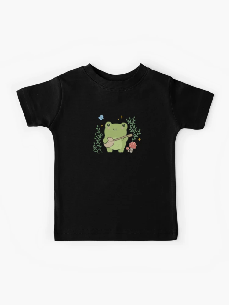 Sad Frog Sitting In Vintage Outline, Cottagecore Toad, Cute Romantic Froge  - Frog Lovers Gift - Kids T-Shirt