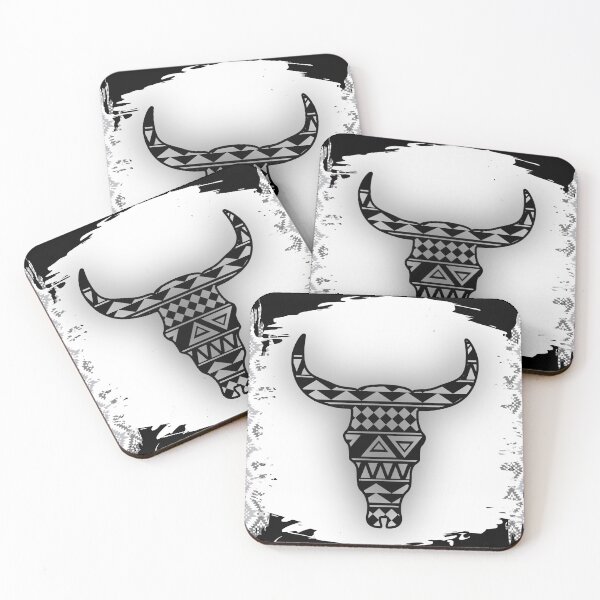 Item preview, Steer Head - Black and White With Aztec Design designed and sold by handsoftime2020.
