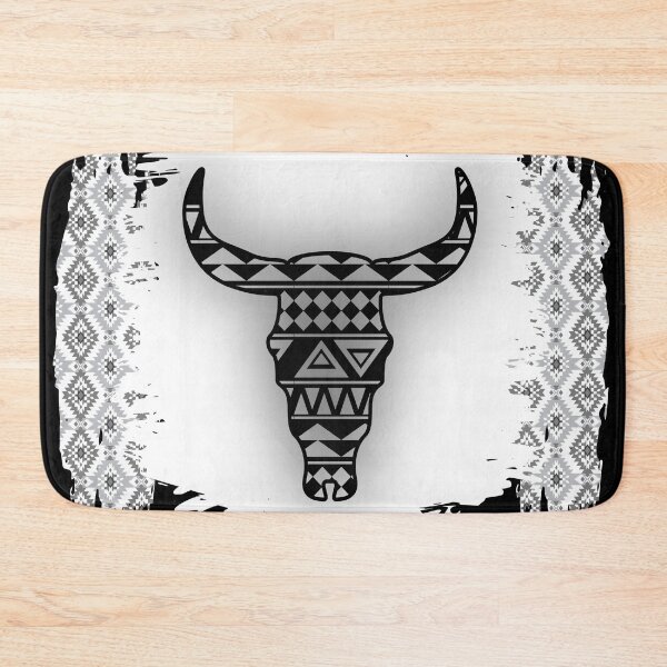 Item preview, Steer Head - Black and White With Aztec Design designed and sold by handsoftime2020.