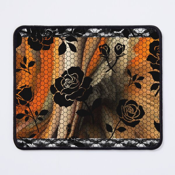 Item preview, black rose flower lace pattern on a bright coldflower background designed and sold by SoulthreadzStudio.