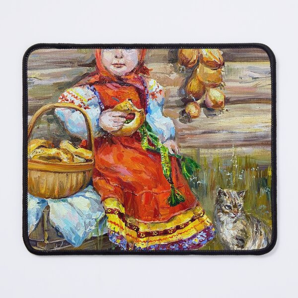 Item preview, Russian girl with bagels with a cat. designed and sold by Elena Reutova.