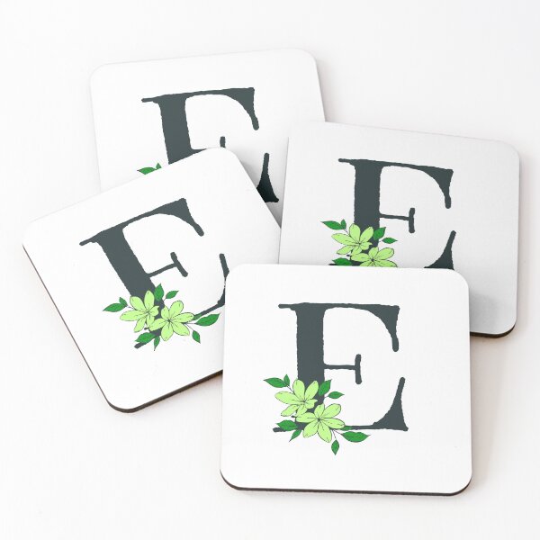 Item preview, Green floral E monogram designed and sold by Coffee Lifestyle.