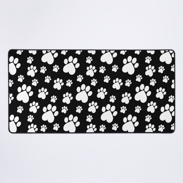 Item preview, White on Black Paw Pattern - Heart Paws designed and sold by 8PawsStudio.
