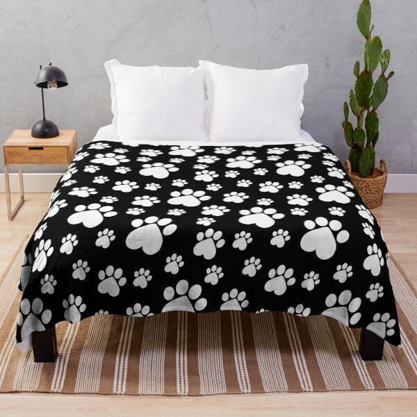 Item preview, White on Black Paw Pattern - Heart Paws designed and sold by 8PawsStudio.