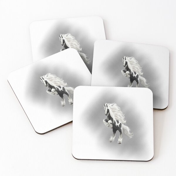 Item preview, Gypsy vanner horses black and white designed and sold by TVstuff.
