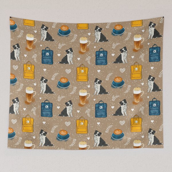 Item preview, Border Collie Pattern Coffee Latte Macchiato Cappuccino Backpack designed and sold by northernhugs.