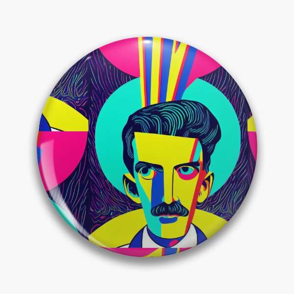 Item preview, Psychedelic Neon Portrait of Nikola Tesla designed and sold by cosmicCowboys.