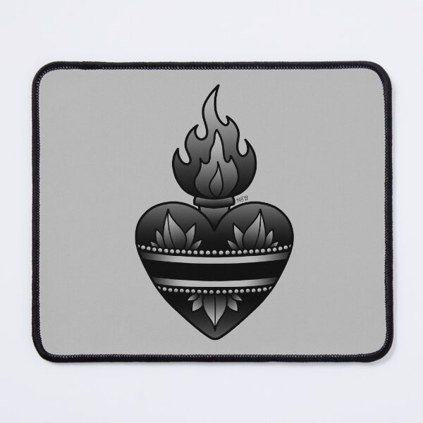 Item preview, B&W Sacred Heart Traditional Tattoo designed and sold by Night Sky Art.