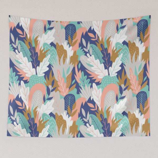 Item preview, Leaf wall - navy blue coral and blush pink leaves rose metal lines Throw Blanket designed and sold by DesignVertex.