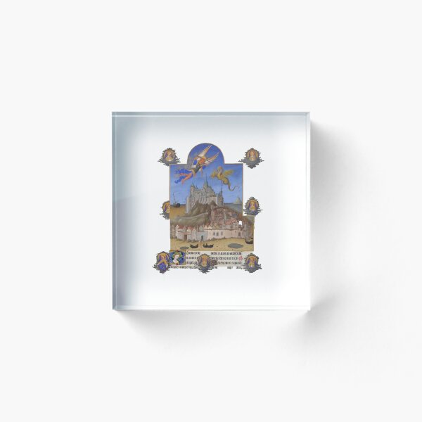 Item preview, Michael contra el dragón, medieval Pegatina designed and sold by Seek & Ye Shall Find.
