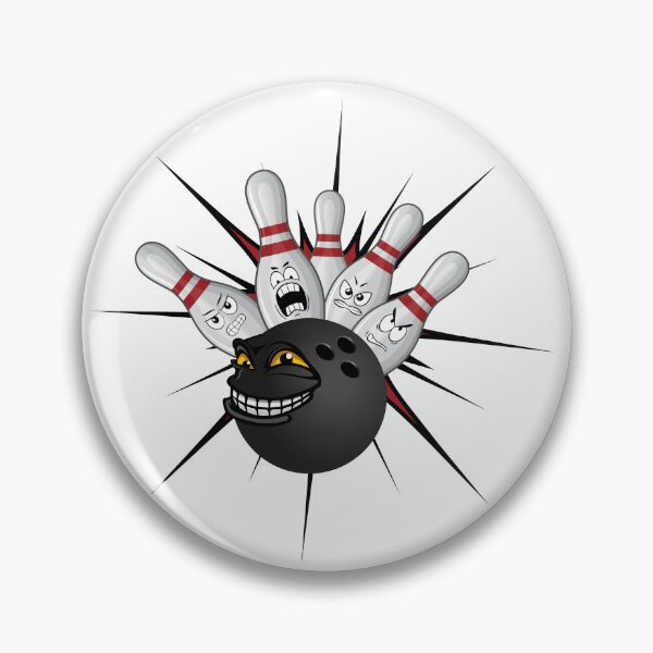 Item preview, Funny Bowling ball knocking down angry pins designed and sold by Magic Touch  ⭐⭐⭐⭐⭐.