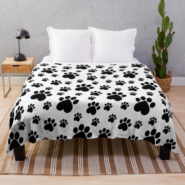 Item preview, Black on White Paw Pattern - Heart Paws designed and sold by 8PawsStudio.