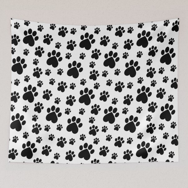 Item preview, Black on White Paw Pattern - Heart Paws designed and sold by 8PawsStudio.
