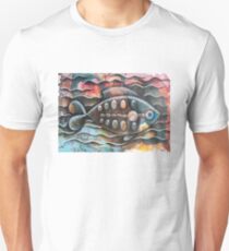 Fish on colorful abstract background Unisex T-Shirt