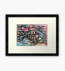 Fish on colorful abstract background Framed Print