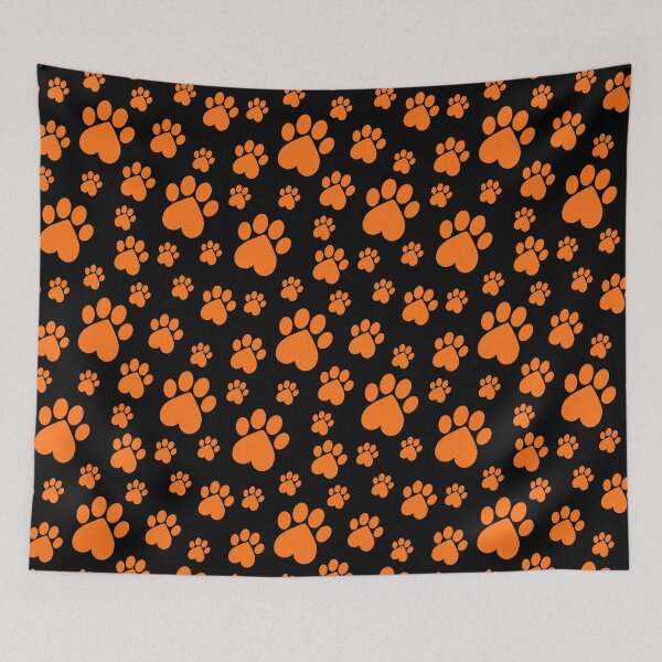 Item preview, Halloween Orange on Black Paw Pattern - Heart Paws designed and sold by 8PawsStudio.