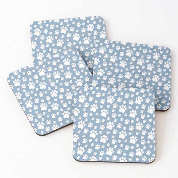 Item preview, White on Blue Paw Pattern - Heart Paws designed and sold by 8PawsStudio.