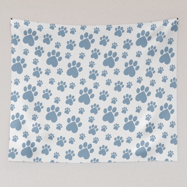 Item preview,  Blue on White Paw Pattern - Heart Paws designed and sold by 8PawsStudio.