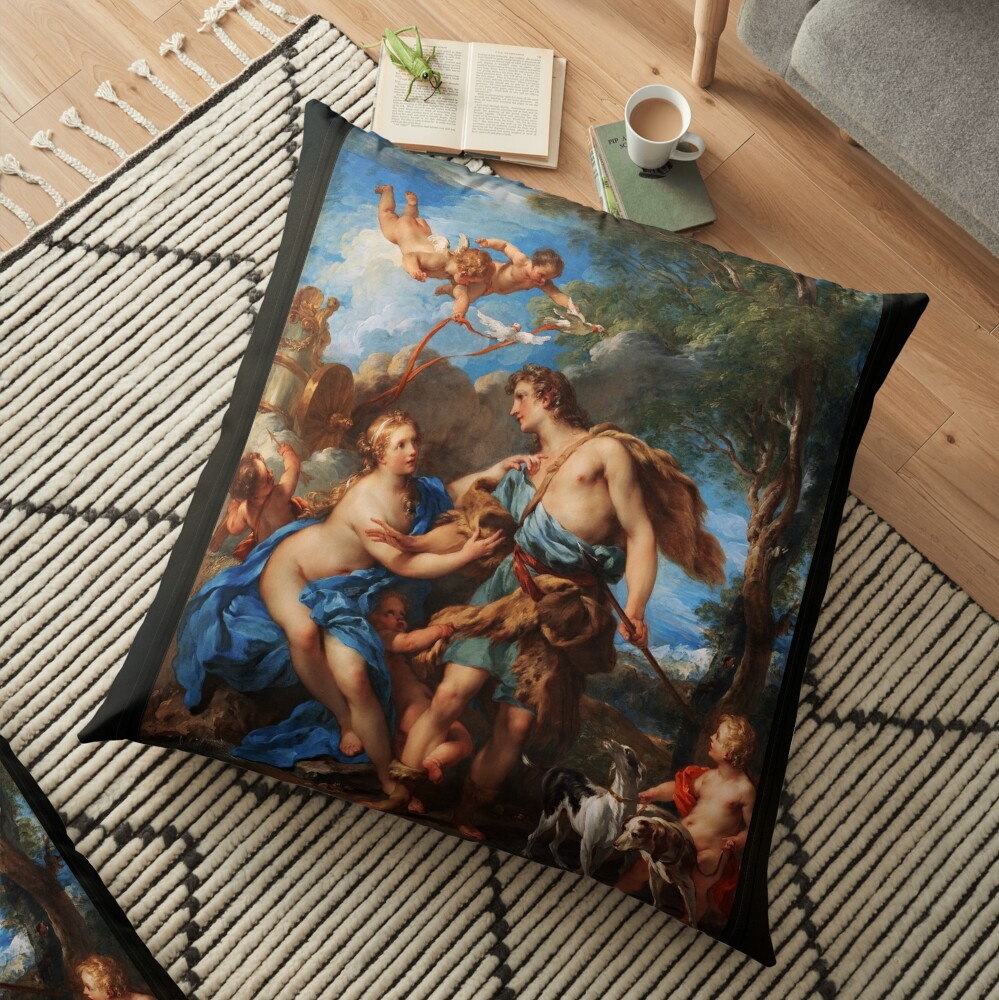 Venus and Adonis by François Lemoyne Remastered Xzendor7 Classical Art Old Masters Reproductions Floor Pillow