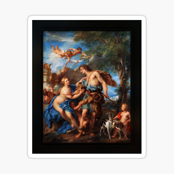 Venus and Adonis by François Lemoyne Remastered Xzendor7 Classical Art Old Masters Reproductions Sticker