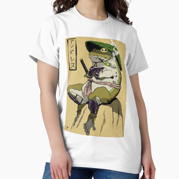 Vista previa del artículo con la obra «Calcomanía japonesa vintage fumando samurai sapo», diseñado y vendido por Ugly Bugs.