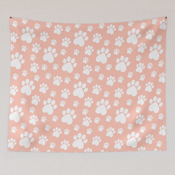 Item preview, White on Pink Paw Pattern - Heart Paws designed and sold by 8PawsStudio.