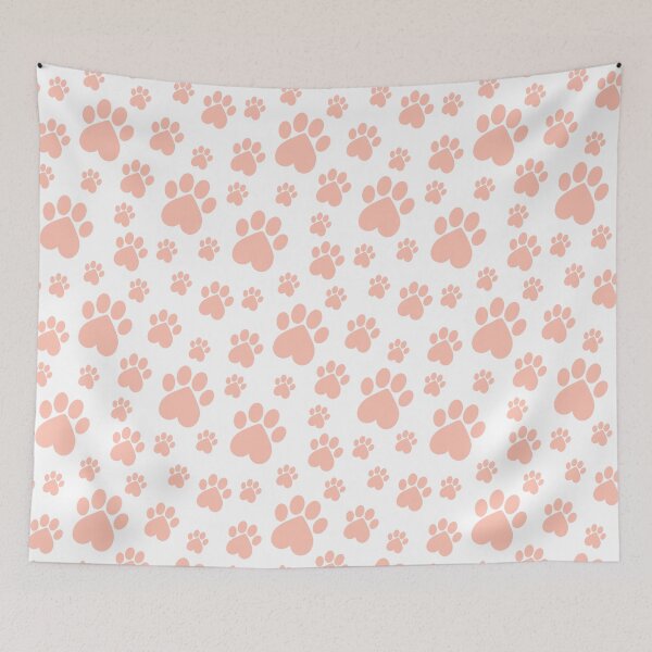 Item preview, Pink on White Paw Pattern - Heart Paws designed and sold by 8PawsStudio.