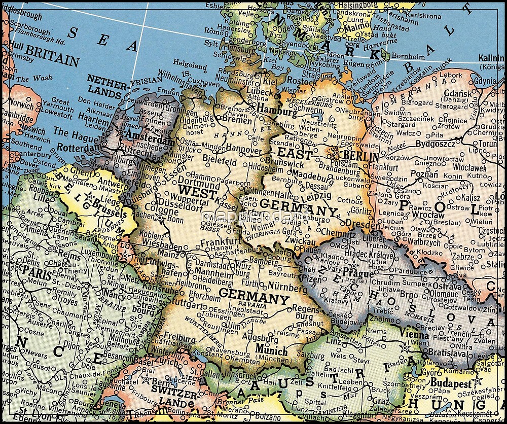 "1951 old Germany map special gift ideas" by mappendant Redbubble