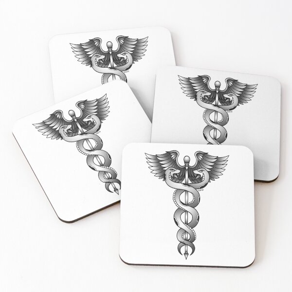 Item preview, B&W Staff of Hermes Traditional Tattoo - Caduceus designed and sold by Night Sky Art.