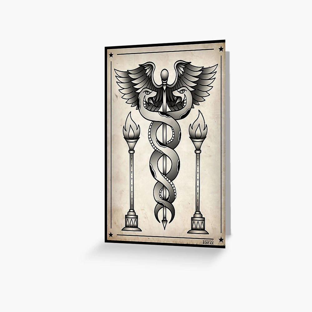 Caduceus Greek Sign Symbol Tattoo Artwork Medical Symbol Stock Vector by  ©Morphart 4763156