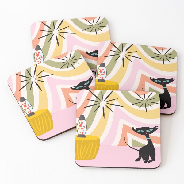 Item preview, Black Atomic Cat in a Retro Living Room  designed and sold by LisWilliams.