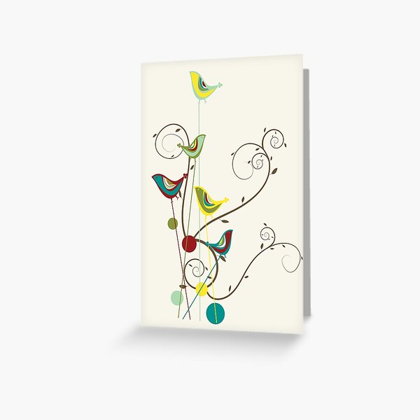 Item preview, Colorful Whimsical Summer Red, Teal and Yellow Birds with Swirls © fatfatin designed and sold by fatfatin.