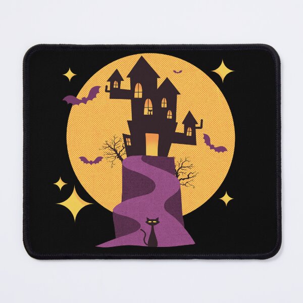 Item preview, Spooky Haunted House with Mid Century Modern Cats for Halloween designed and sold by ksrogersdesigns.