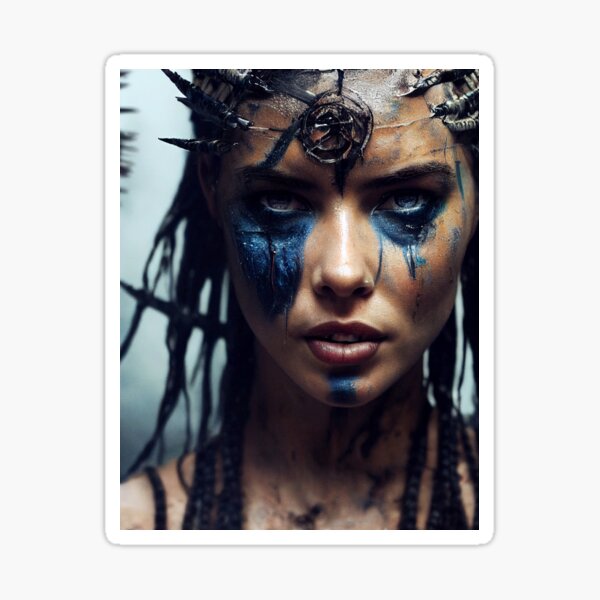 Viking Woman Warrior Princess – Female Portrait Of A Viking Woman Princess Warrior |Midjourney AI Generated Art Sticker