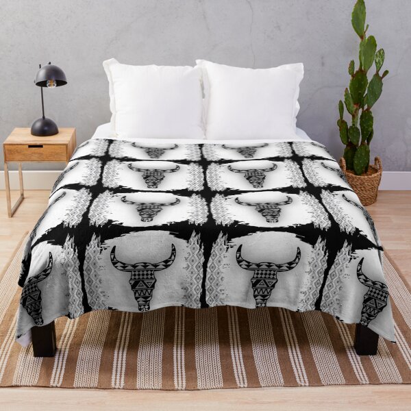 Item preview, Steer Head - Black and White With Aztec Design designed and sold by handsoftime2020.