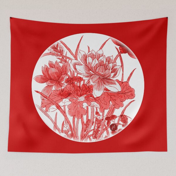 Item preview, Antique Red Water Lilies designed and sold by MidnightStudio.