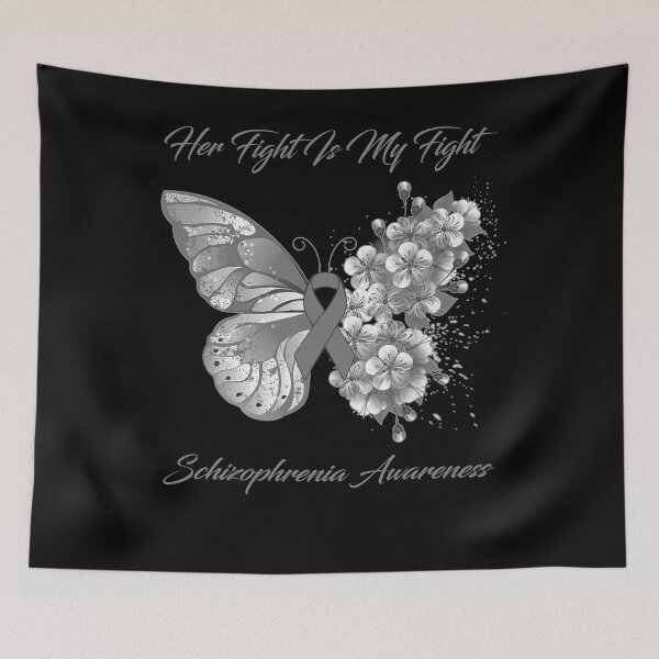 Item preview, Her Fight Is My Fight Schizophrenia Awareness Butterfly Ribbon Gifts designed and sold by Adropine.