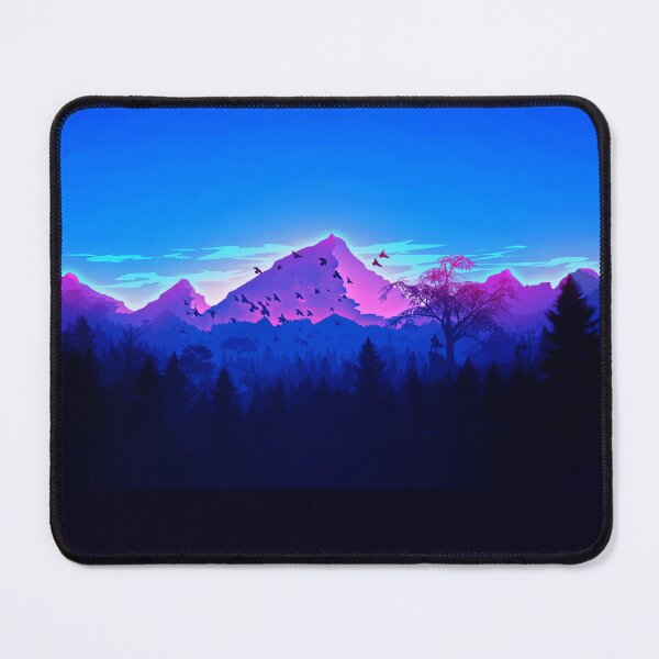 Item preview, Bird Flight Mountain Forest Pink Blue Sunset Minimalist Art designed and sold by reycaribe.