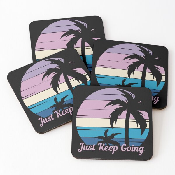 Item preview, Just Keep Going - Vintage Palm Tree Sunset,  Good Vibes, Self Love  designed and sold by Sun Sand & Sea Art.