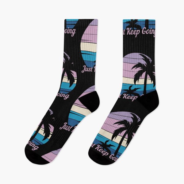 Item preview, Just Keep Going - Vintage Palm Tree Sunset,  Good Vibes, Self Love  designed and sold by Sun Sand & Sea Art.