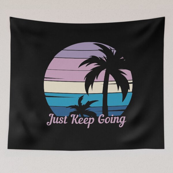 Item preview, Just Keep Going - Vintage Palm Tree Sunset,  Good Vibes, Self Love  designed and sold by Sun Sand & Sea Art.