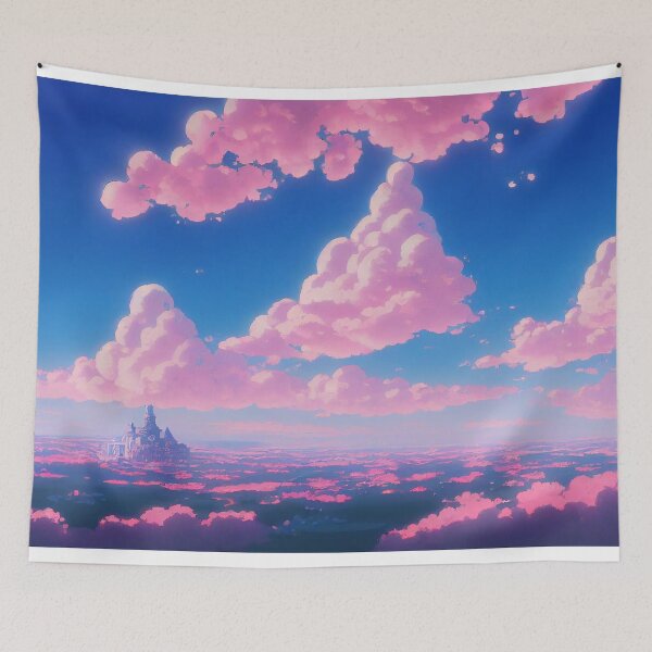 Item preview, Pink Fantasy Castle in the Clouds | 90s Anime Inspired, Japanese Aesthetic designed and sold by snowingtoday.